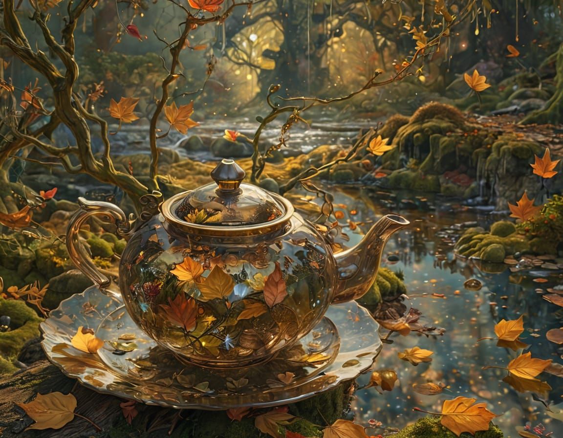 Crystal Teapot Altar Illuminates Autumn Kingdom in Fantasy A...