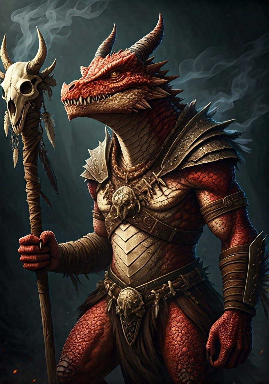 Hyperrealistic Kobold Shaman in Primeval Forest