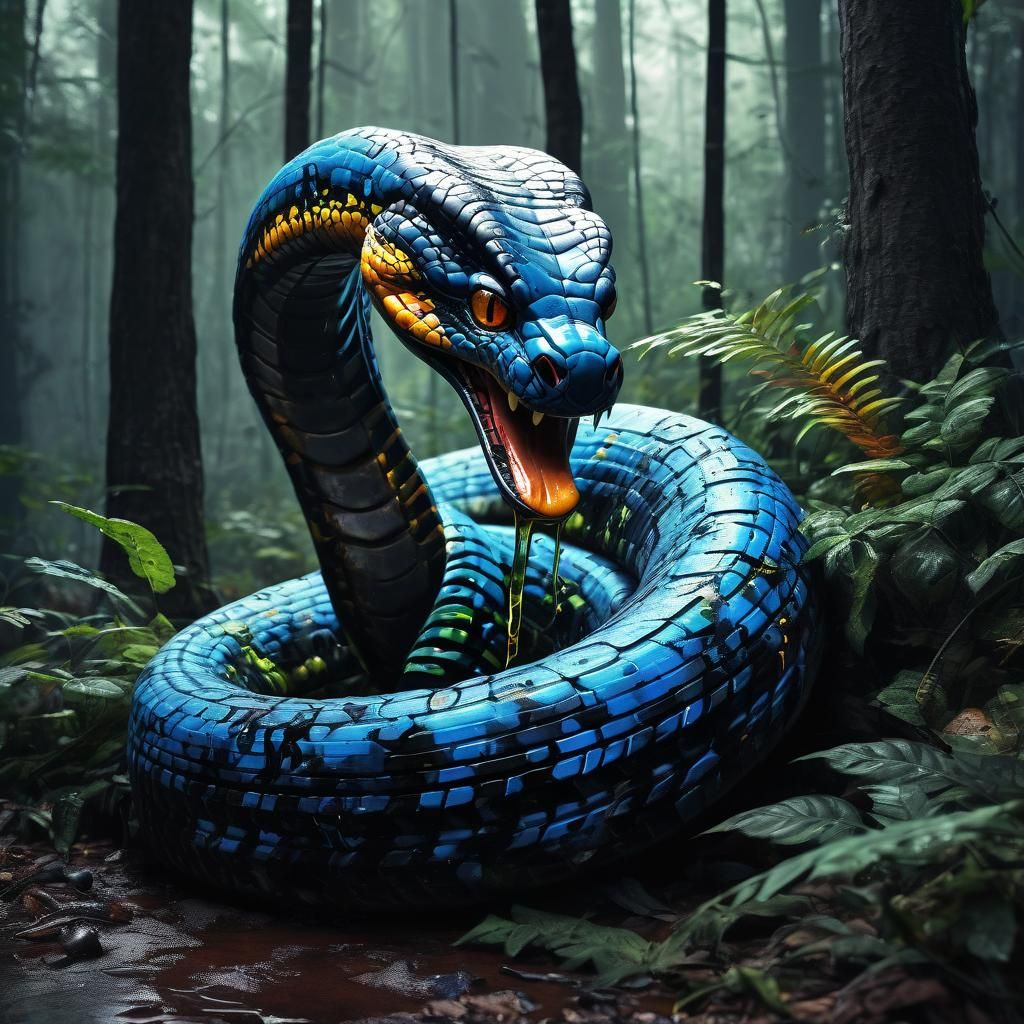 Giant Cobra Hiding: Graffiti Splash Art