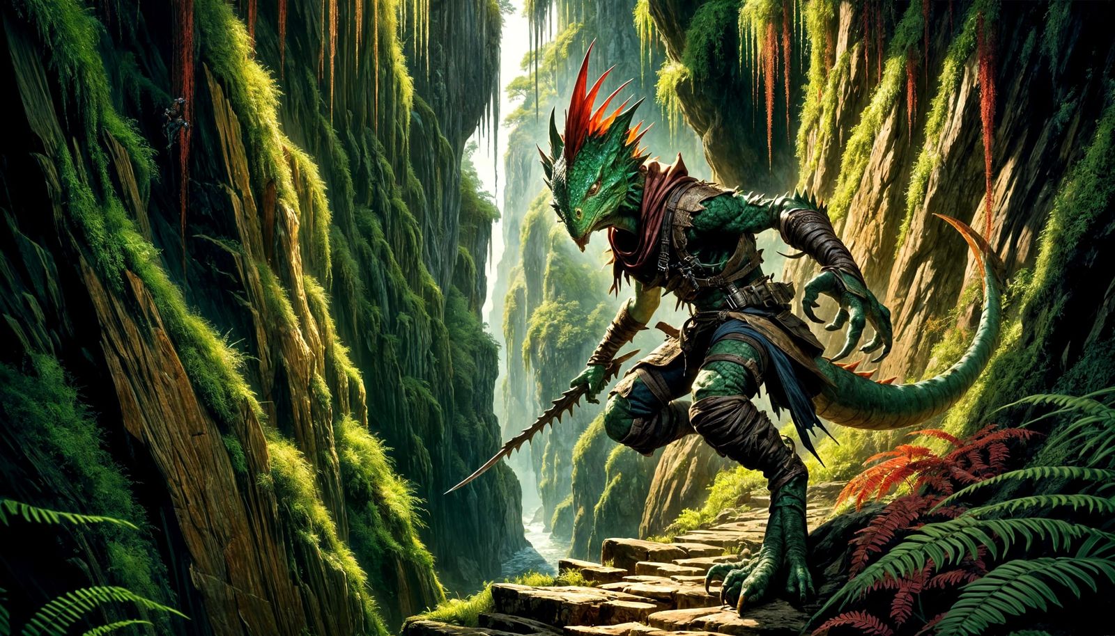 Lizard Rogue on Cliffside Trail in Lush Ravine