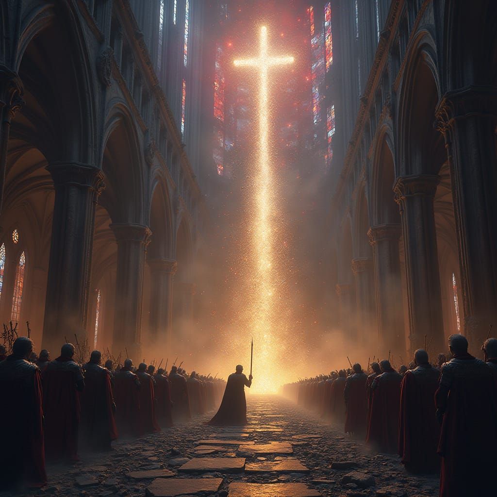 Shattered Gothic Cathedral Radiates Celestial Light