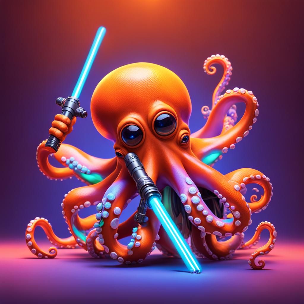 Lightsaber Octopus: Pixar-Style 3D Concept Art