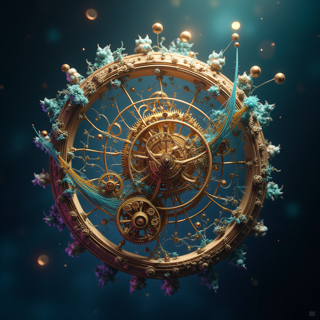 Clockwork Mechanism in Mid-Air: Digital Art