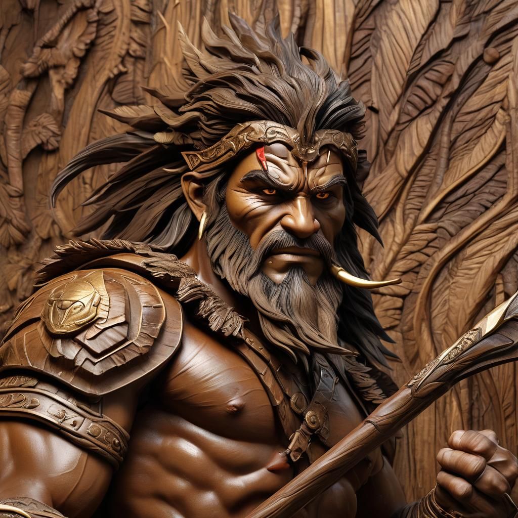 Teak Wood Jungle Warrior in Splash Art Style
