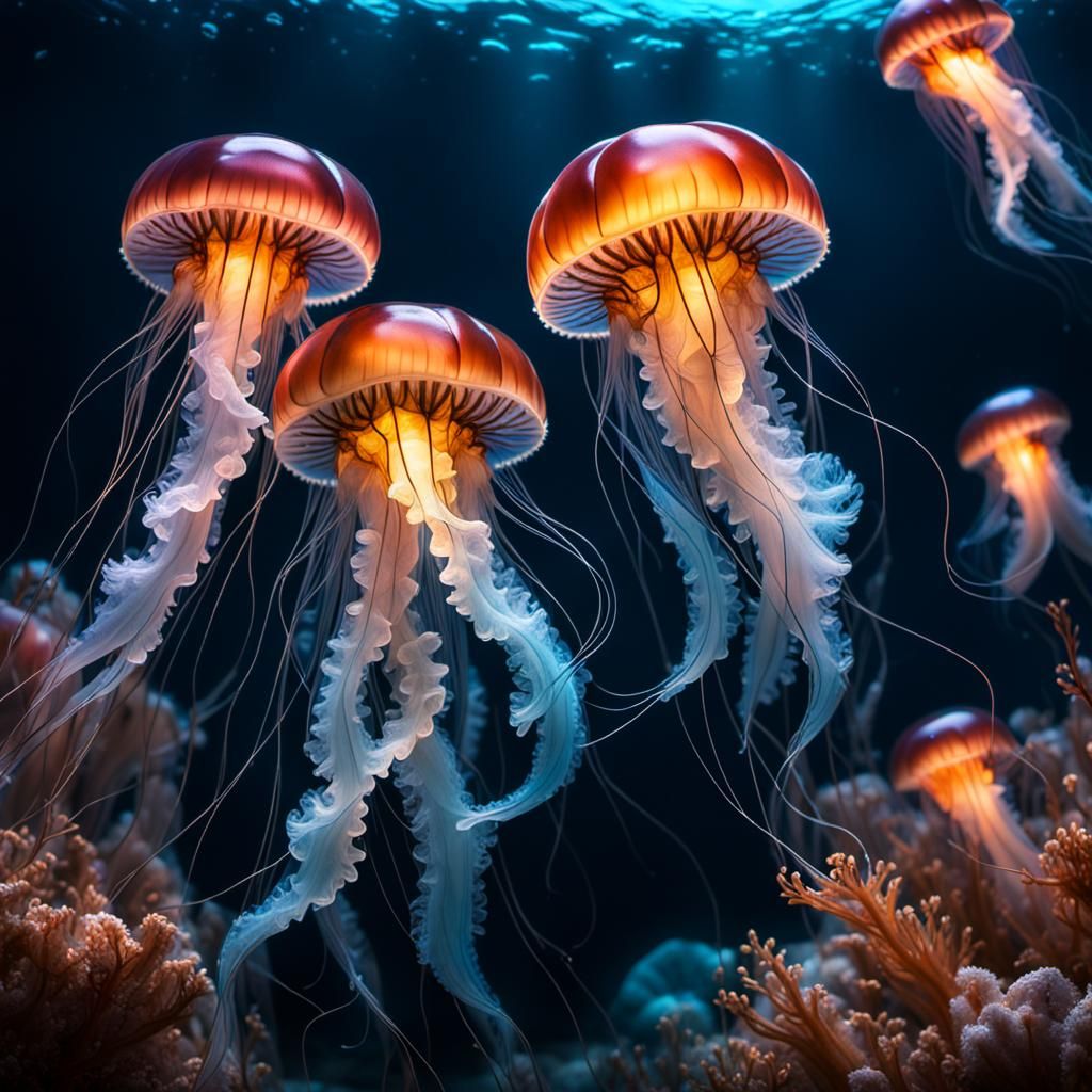 Glowing Jellyfish in Hyperrealistic Detail
