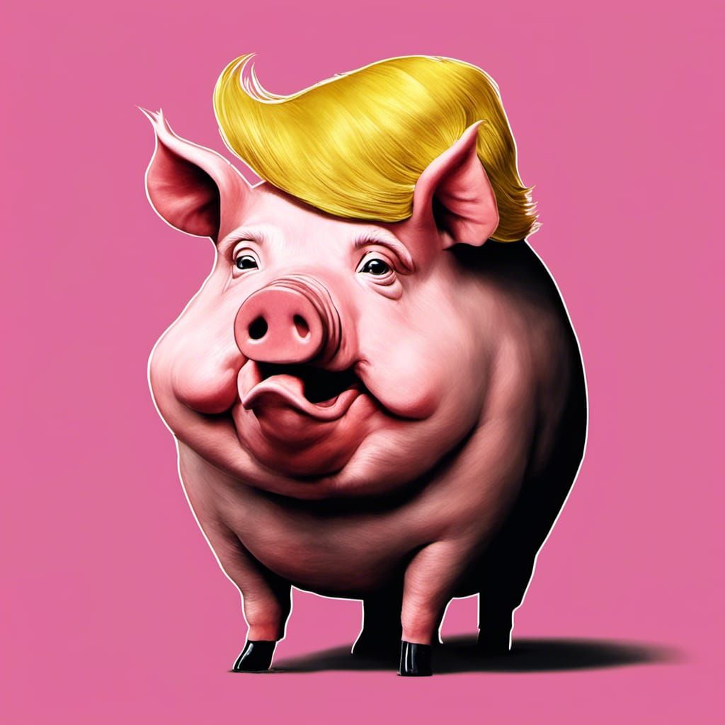 Pig with Donald Trump Head: A Surreal Mashup