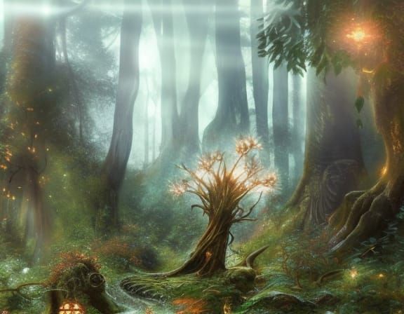 Mysterious Enchanted Forest with Magical Creatures