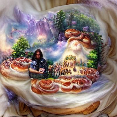 Man on Cinnamon Bun in Mystical Forest
