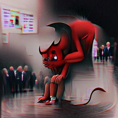 Terrified Sad Devil Portrait