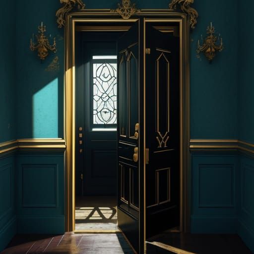Ethereal Door in Vibrant, Dreamlike Setting