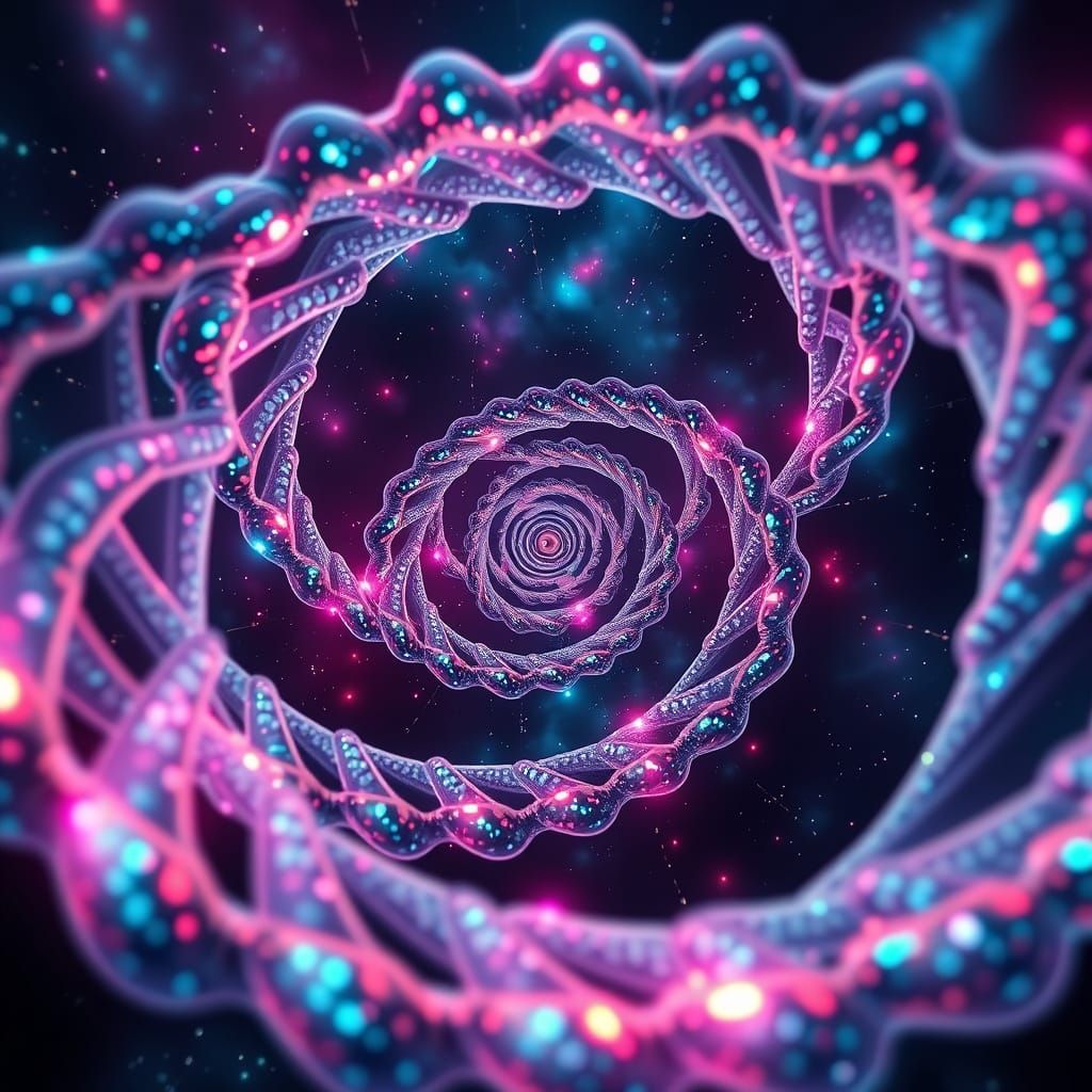 Quantum Realm Double Helix Spirals into Infinity in Photorea...
