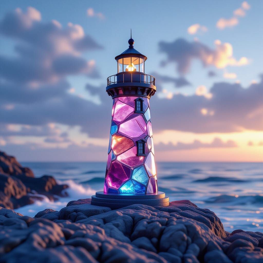 Gemstone Lighthouse on Rugged Coastline