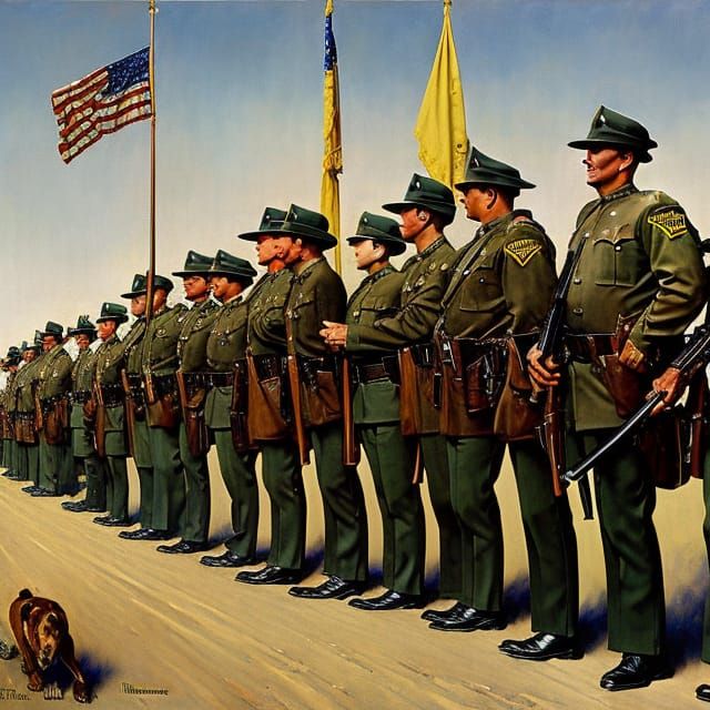 Michigan Militia in Rockwell Style