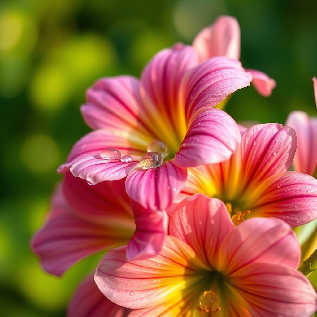 Vibrant Floral Bouquet with Delicate Water Droplets in Warm ...