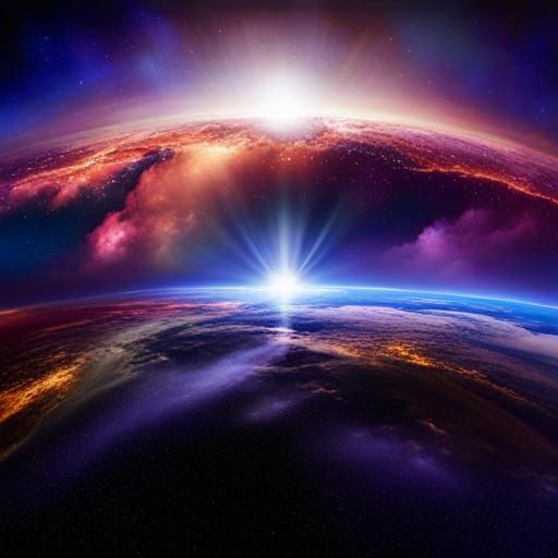 UFO Under Cosmic Storm in Hyperrealistic Scene