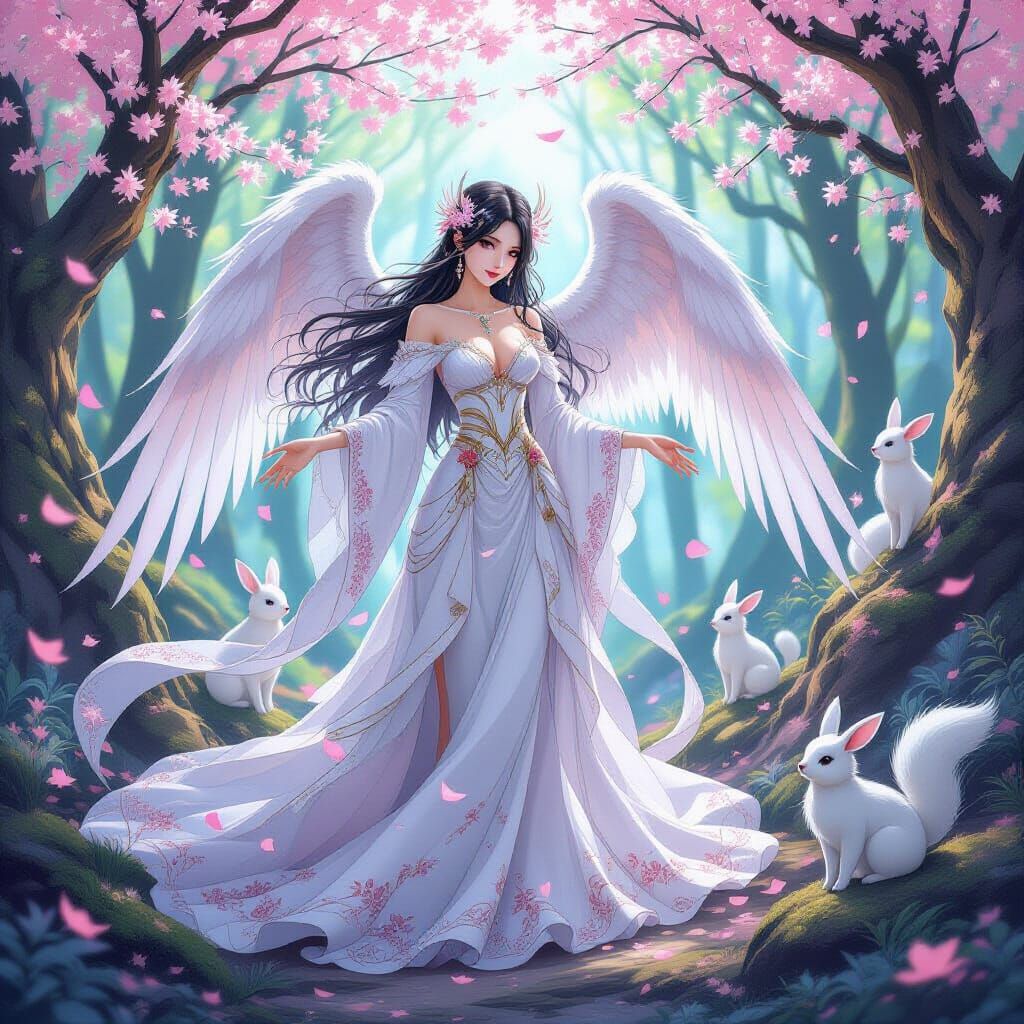 Serene Angel of Death in Anime Style