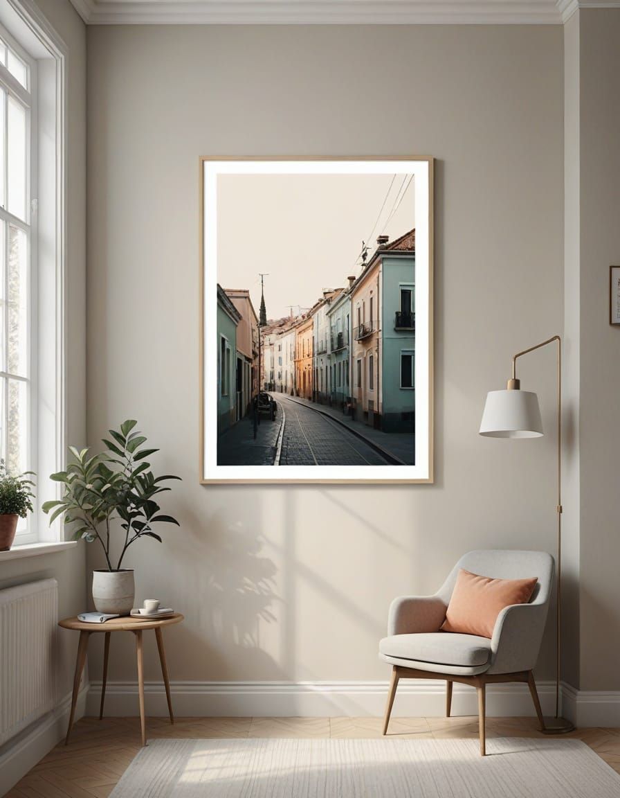 Simple and Sober Interior Scene with Framed Print