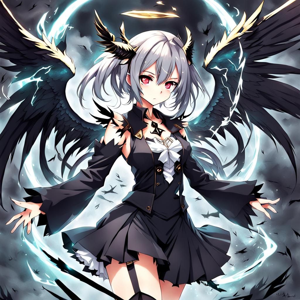 Anime Girl: Half Demon, Half Angel in Manga Style