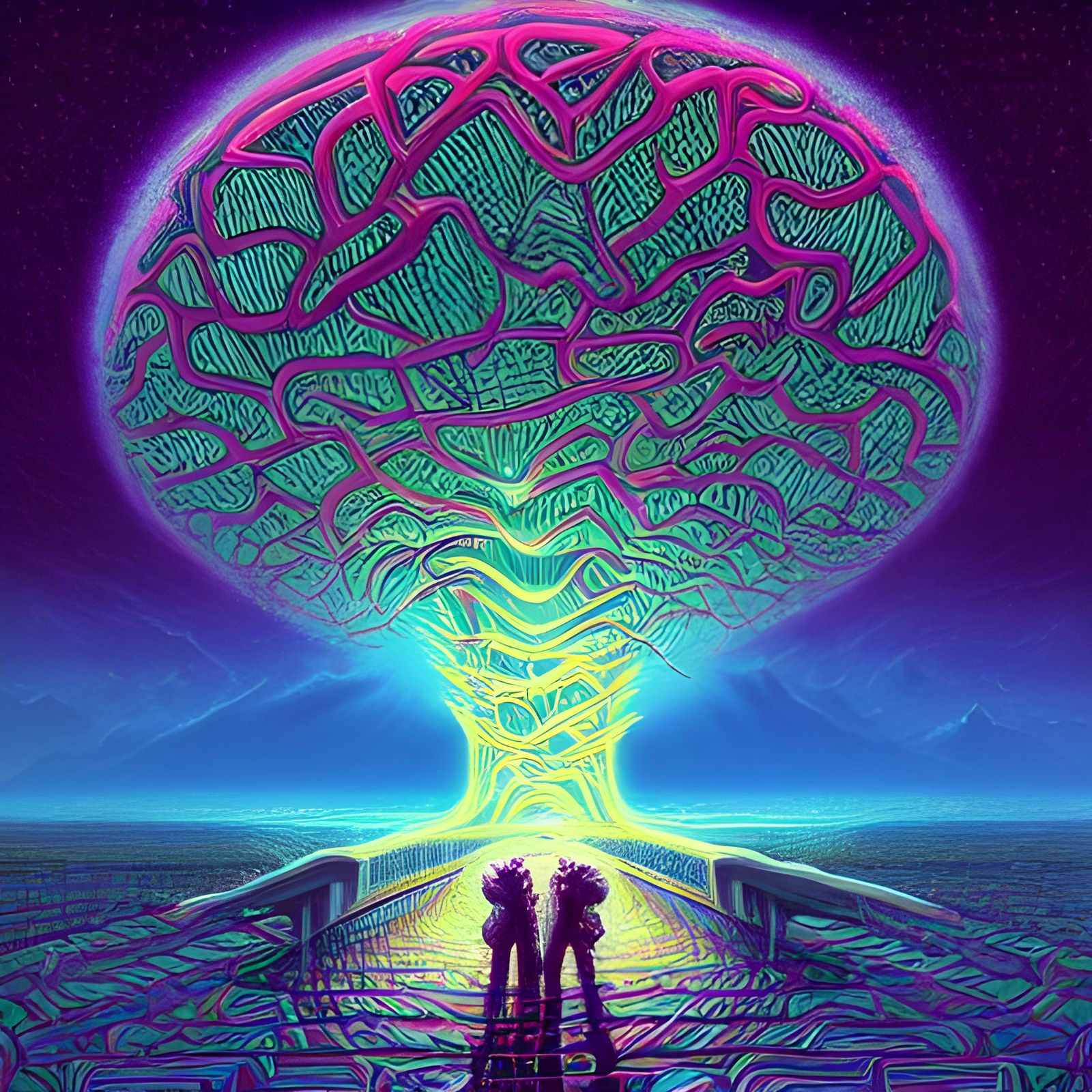 Holographic Neurons in Synthwave Dreamscape