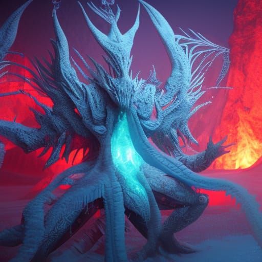Detailed Ice Demon Fantasy Concept Art