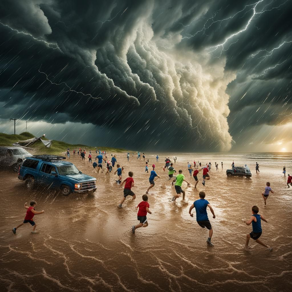 Dramatic Supercell Storm Over Texas Beach