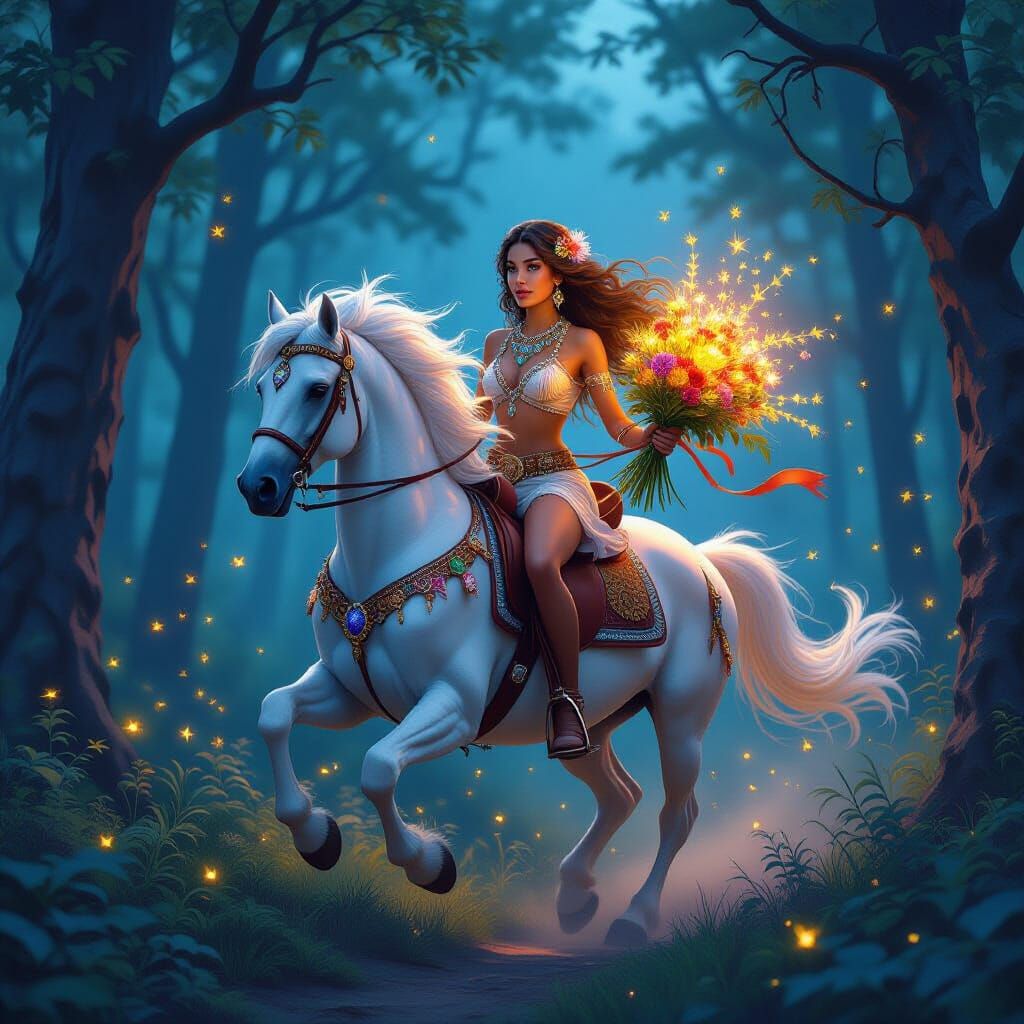 Centaur Galloping Through Enchanted Forest at Twilight