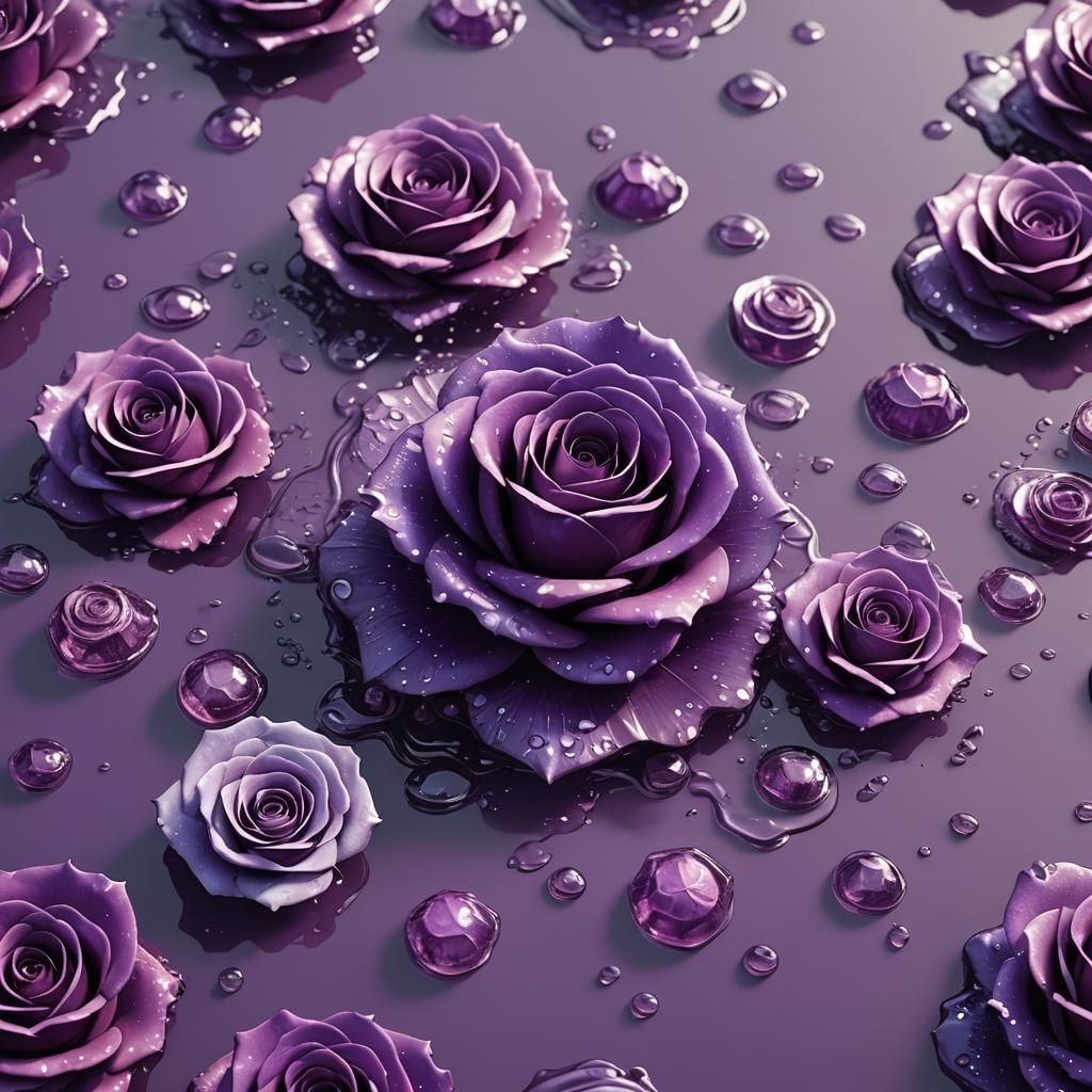 Purple Sugar Rose in Detailed Matte Painting
