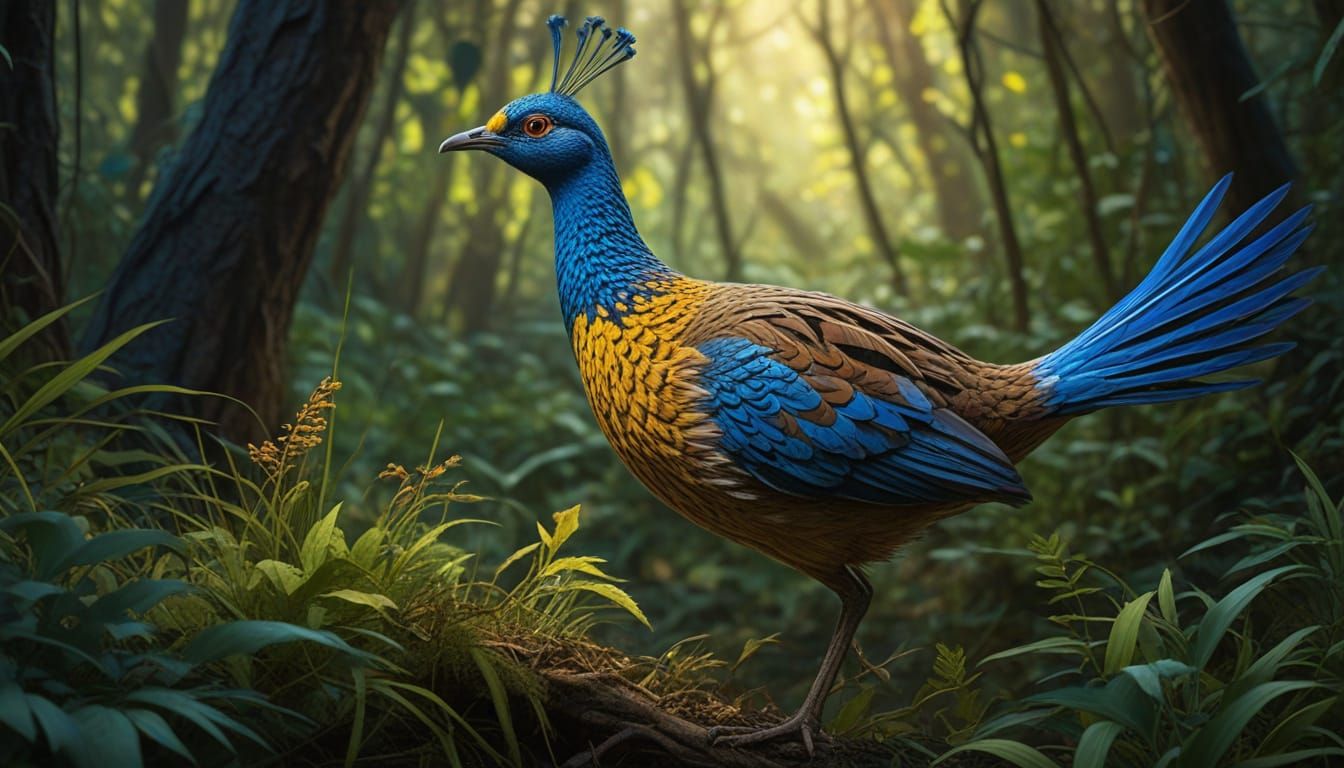 Hyperrealistic Yellow-Legged Tinamou in Dramatic Lighting