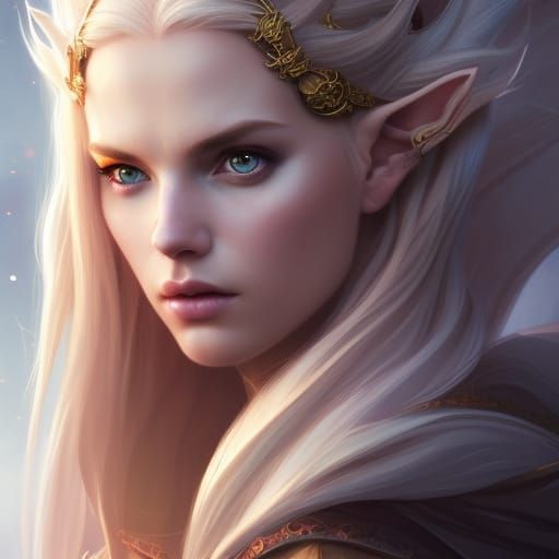 Blond Elf Princess Portrait in Digital Art Style