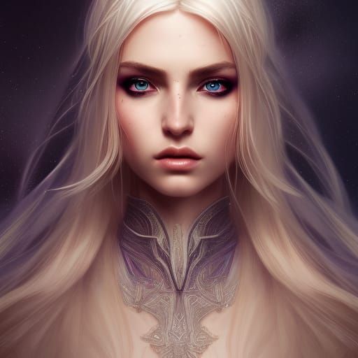 Blonde Elf Princess Portrait in Digital Art Style