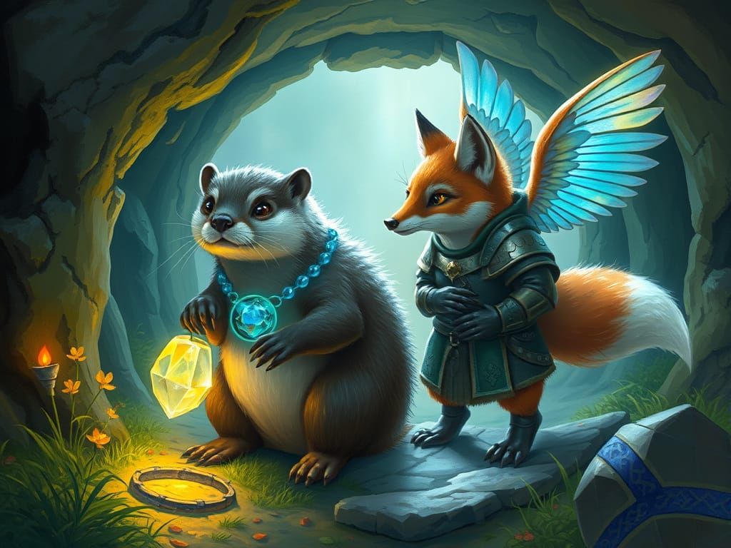 Mystical Woodland Guardians with Glowing Portal