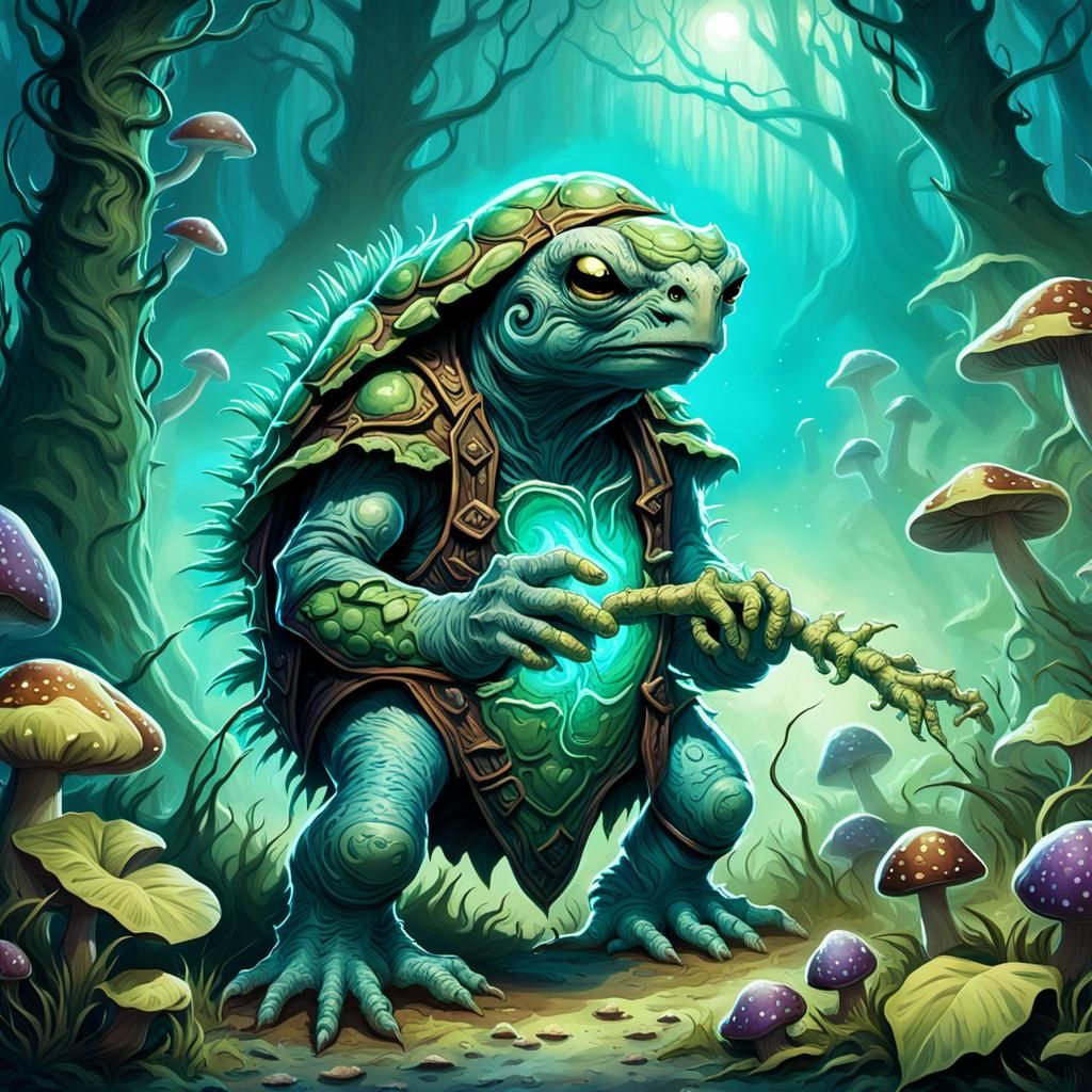 Tortle Druid in Dark Mystical Jungle