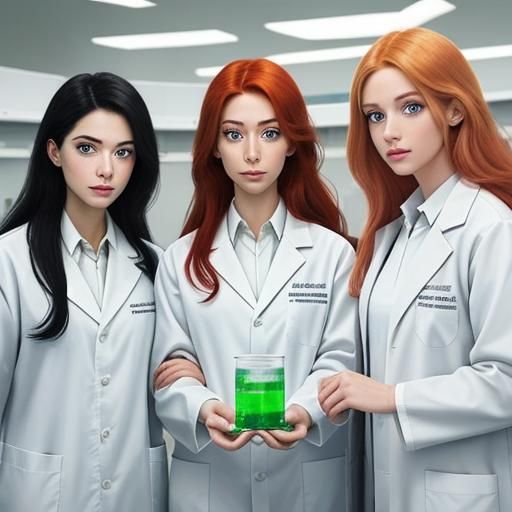 Scientists Conducting Chemical Experiments with Ethereal Fir...