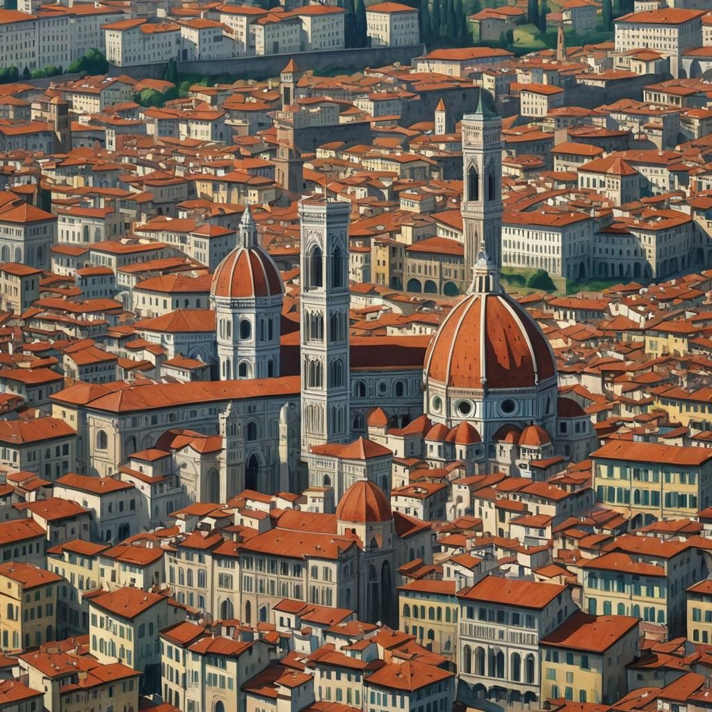 Florence Skyline in Romantic Impasto Style