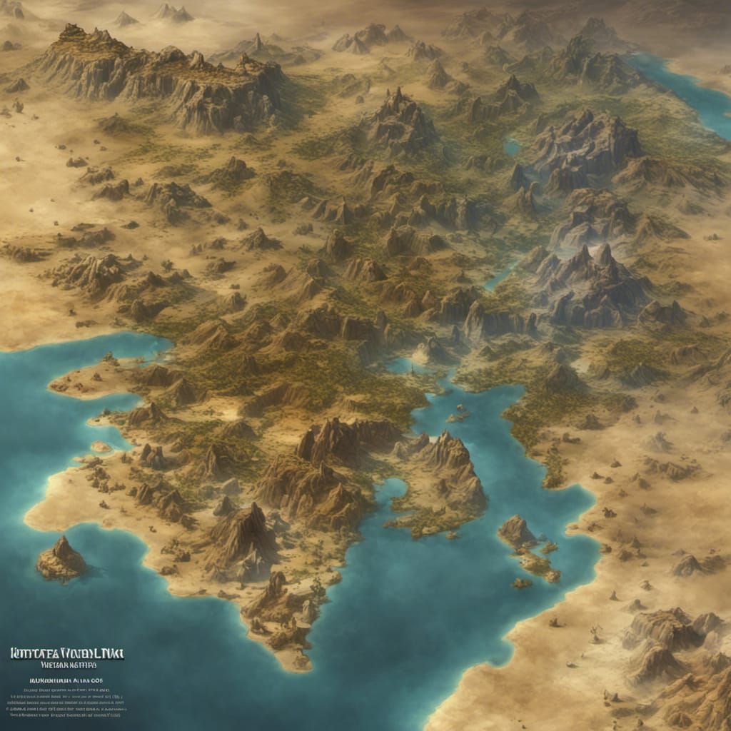 Futuristic African-Inspired DND World Map in Dark Fantasy St...