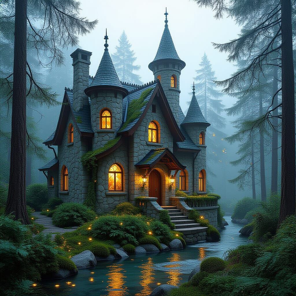 Nestled in quiet fog, the cottage waits