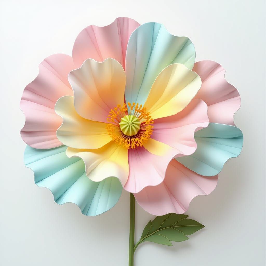 Pastel Poppy Line Art in Dreamy Pop Surrealism Style