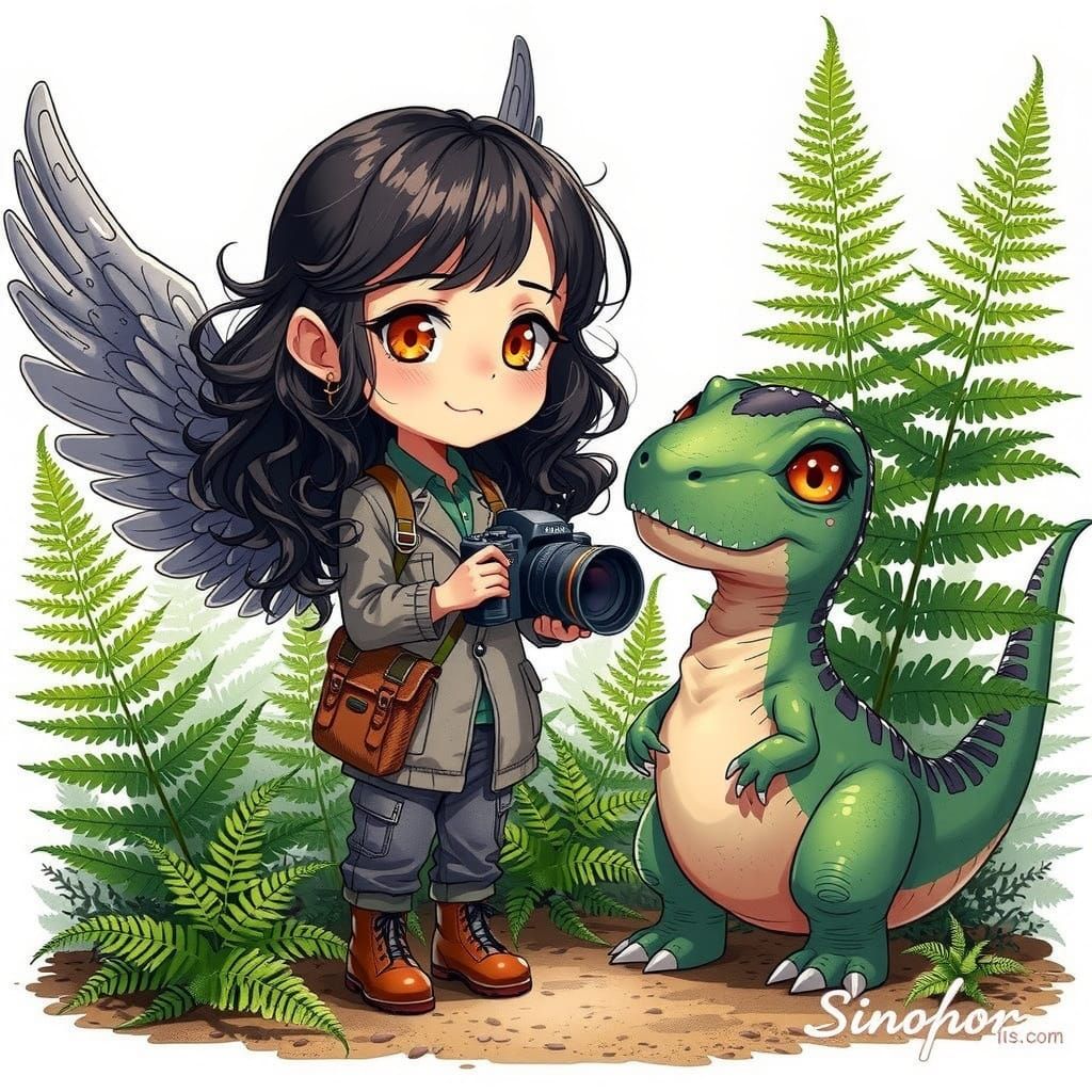 Anime Girl with Dinosaur in Studio Trigger Style