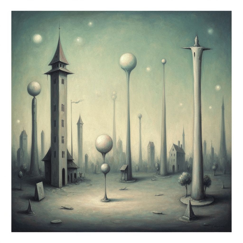 Surreal Melting City Apocalypse Painting