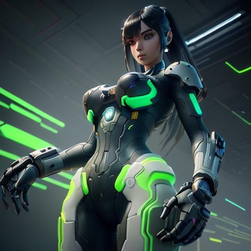 Nintendo Switch Girl in Anime Cyberpunk Style