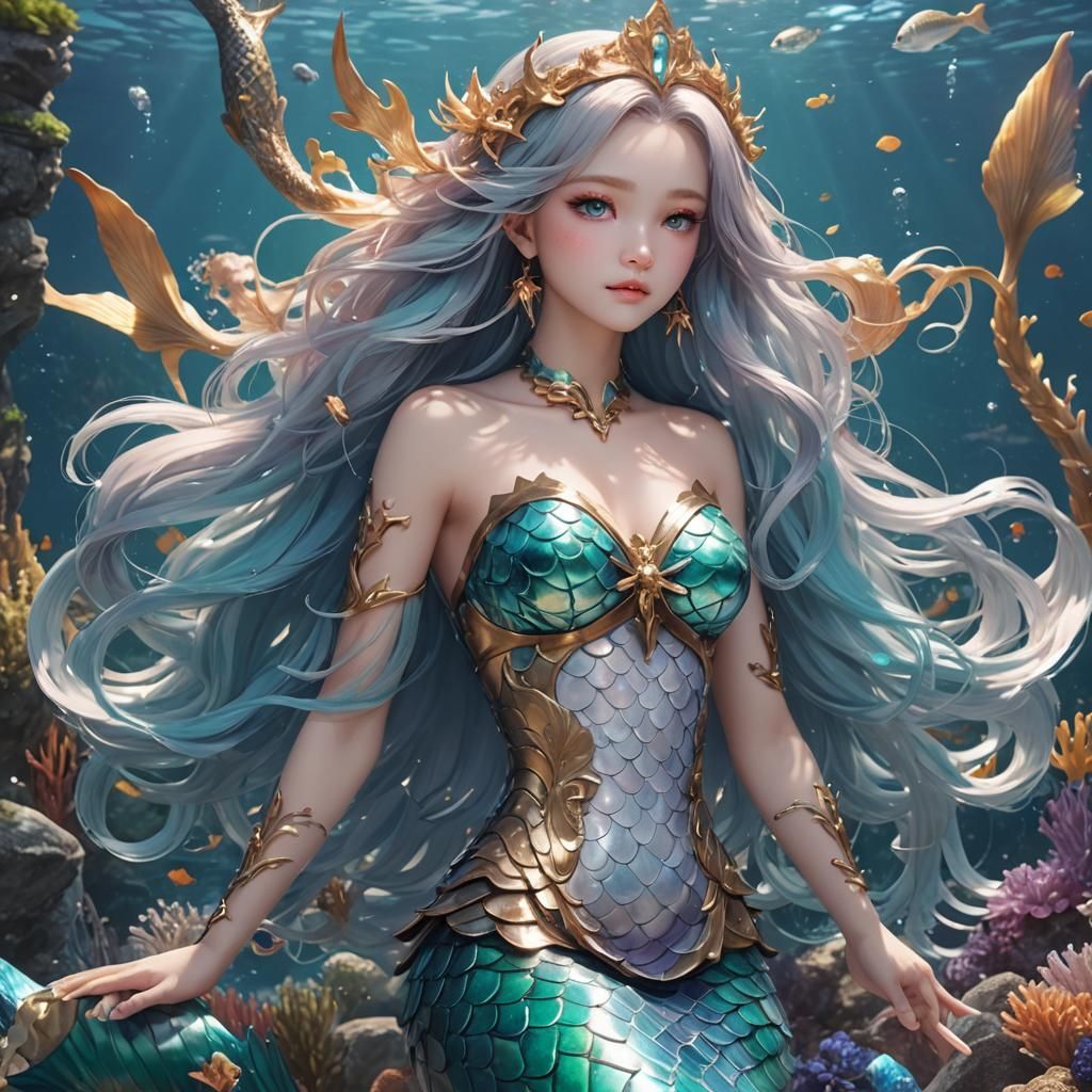 Beautiful Mermaid in 3D Anime Art