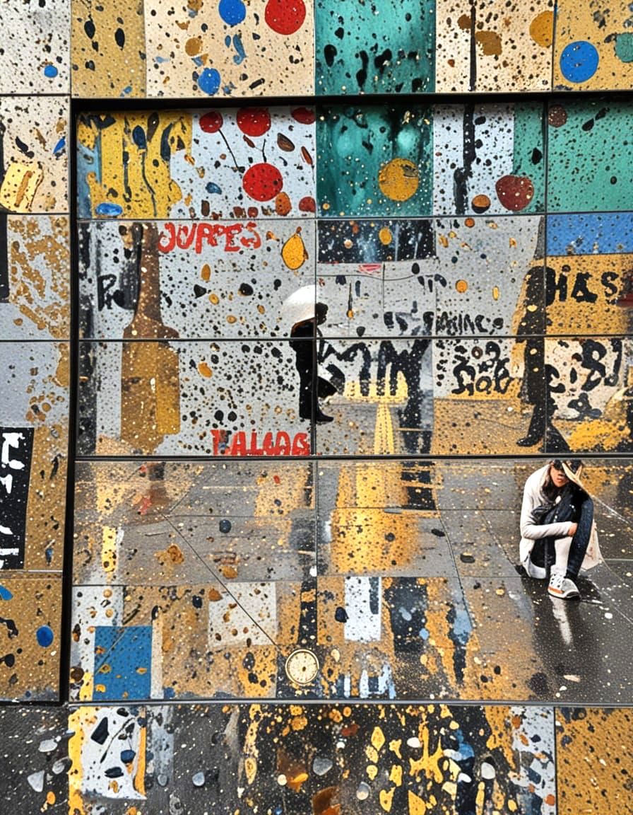 Street Corner Encounter in Neon Light