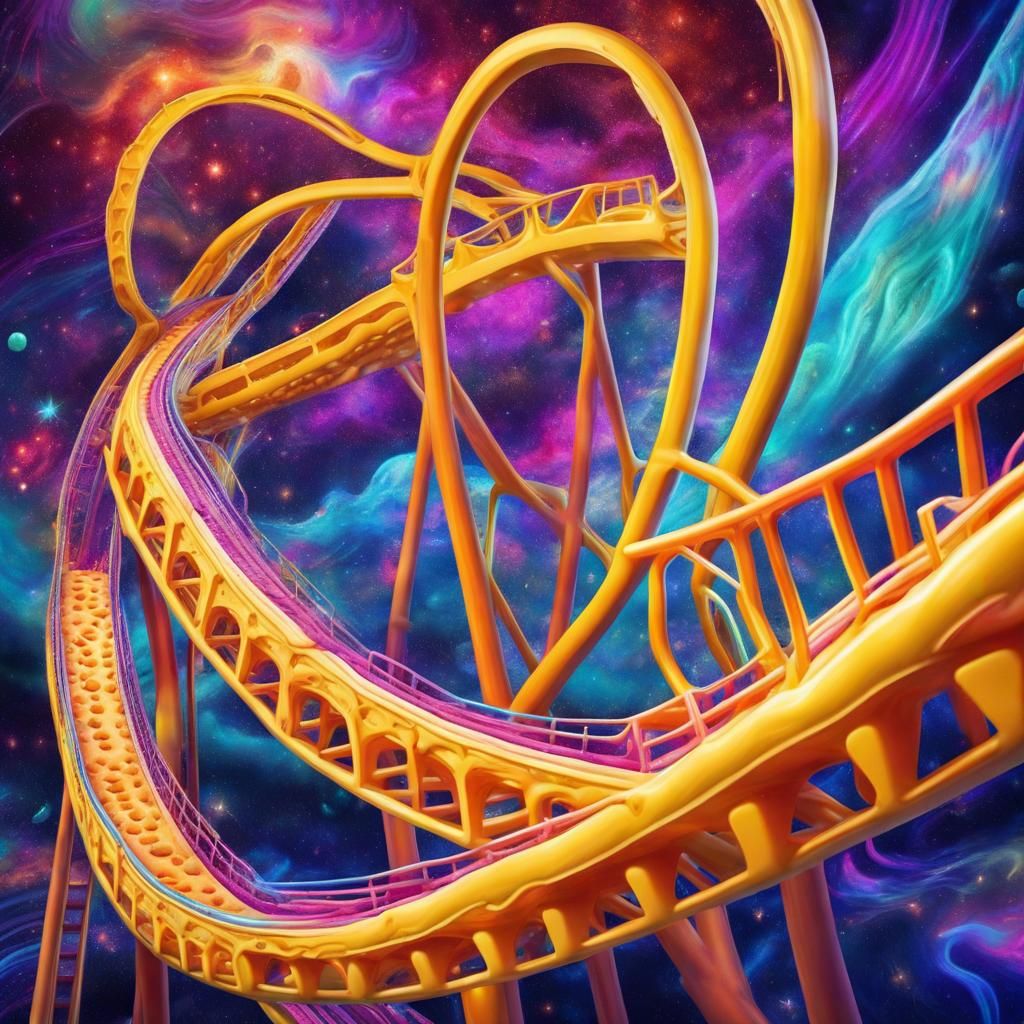 Cheese Roller Coaster: Vivid Cosmic Illustration