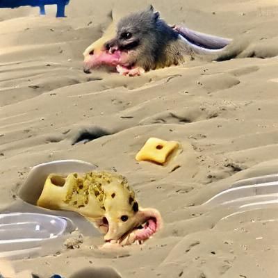 Surreal Sand Demon Feast on Swiss Cheese