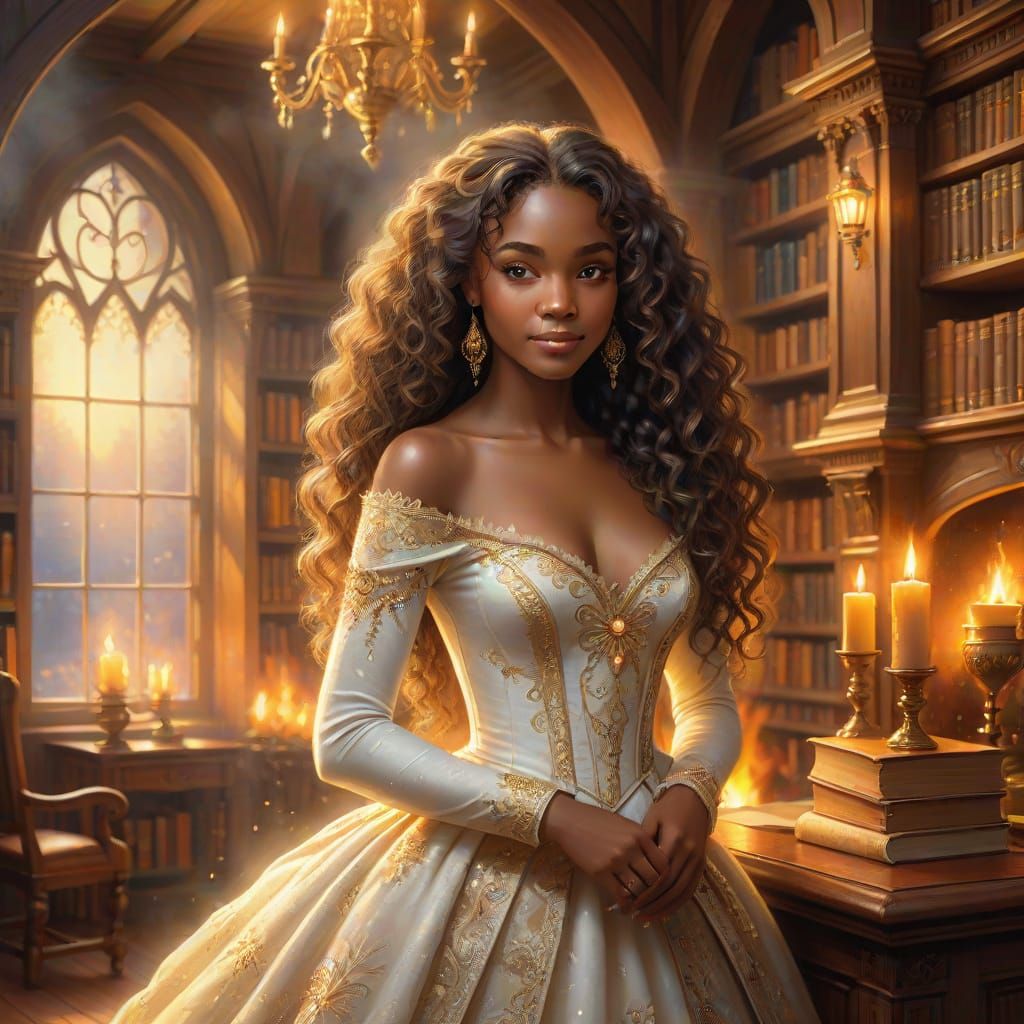 Ethereal Queen in Tudor Library