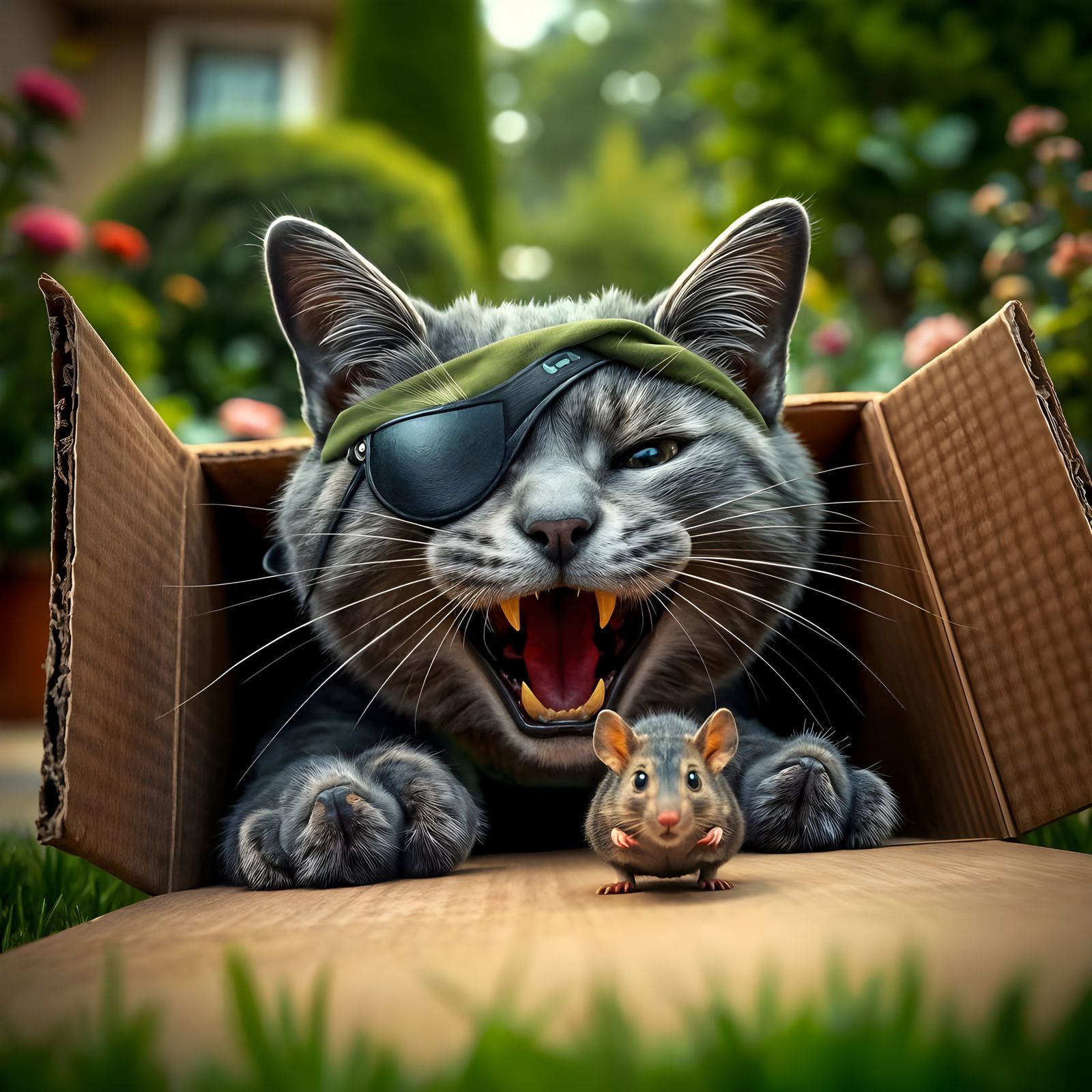 Stealthy Feline Stalker Emerges from Cardboard Box