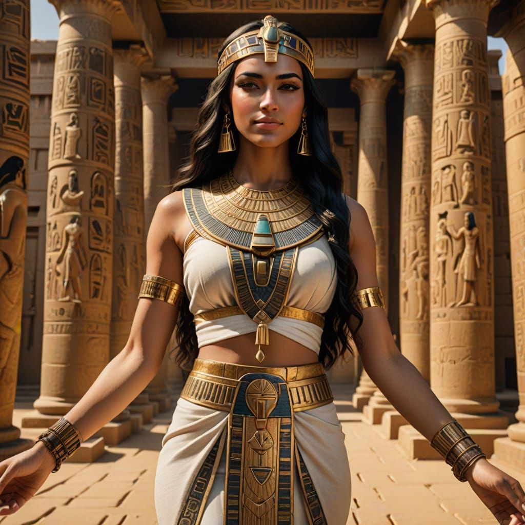 Young Egyptian Queen in Golden Splendor