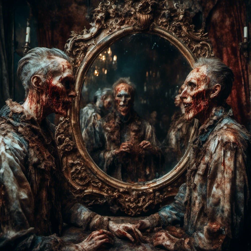 Horrific Mirror Fusion in Hyperrealistic Style