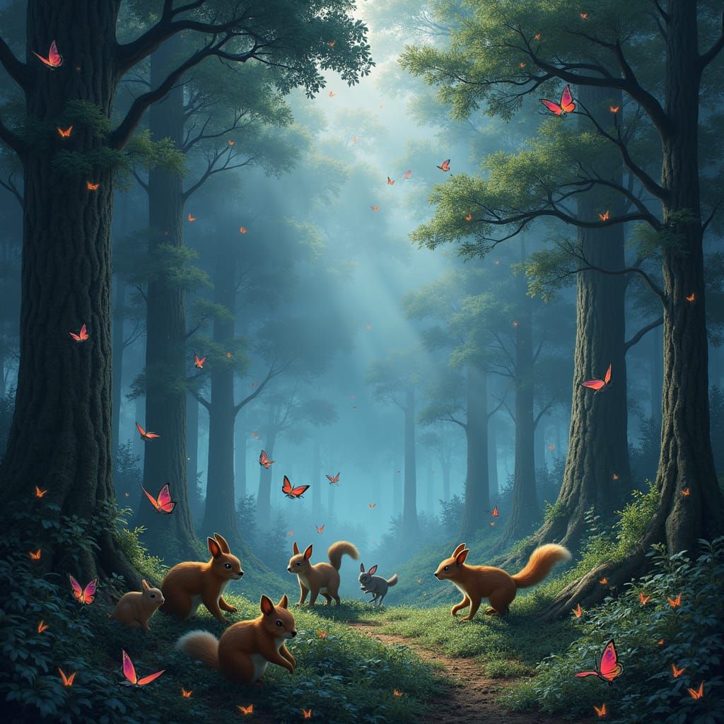 Lush Forest Landscape with Approaching Storm