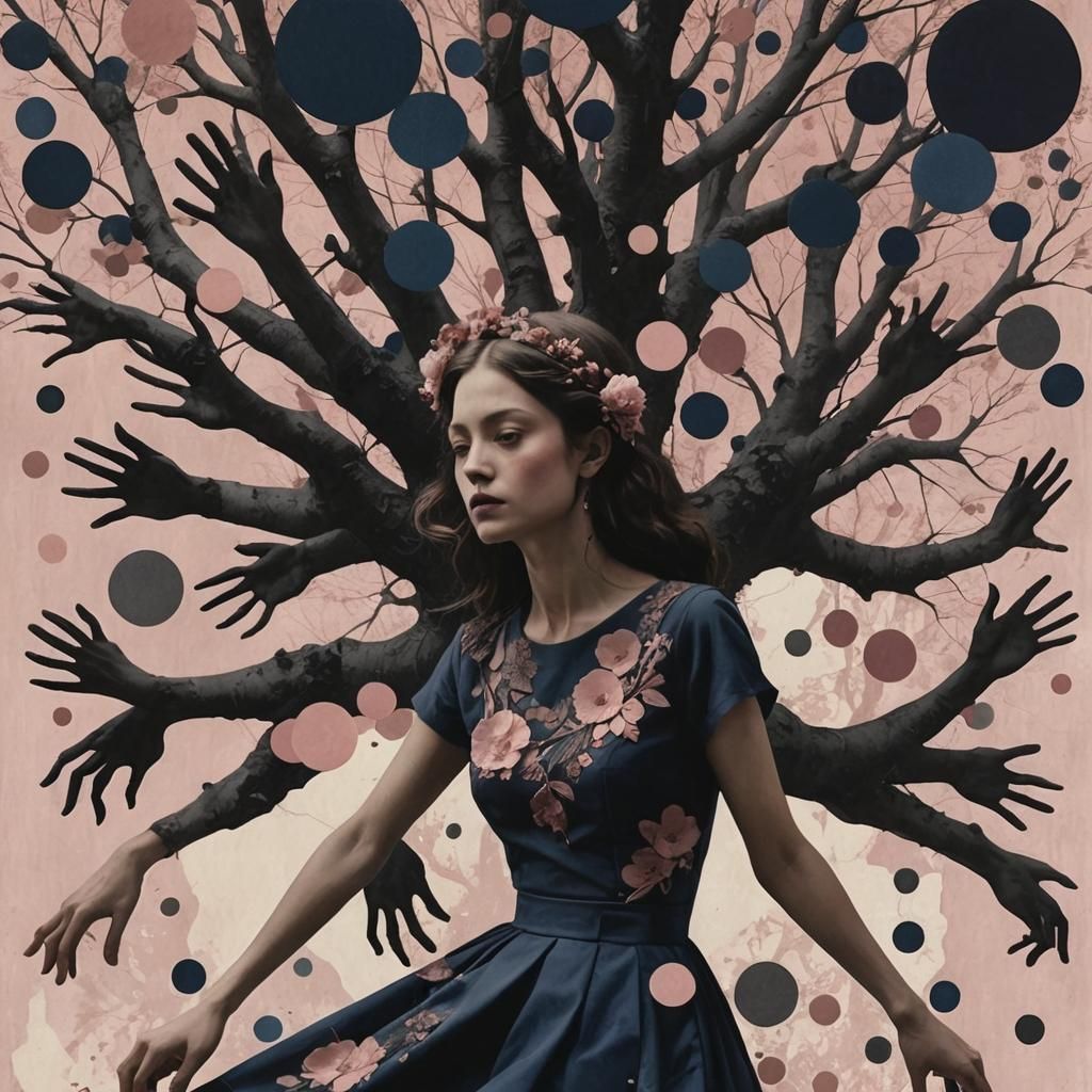 Abstract Collage of Woman with Newspaper Cuttings